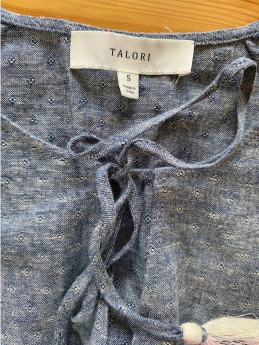 Talori Linen Embroidered Bohemian Blouse in Blue Grey Size Small - Picture 6 of 7